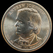 1 dollar coin. 17th President of the United States of America