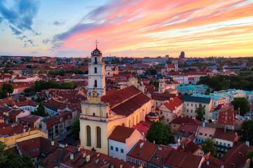 Wall Mural - Sunset over central Vilnius, Lithuania, taken in May 2019