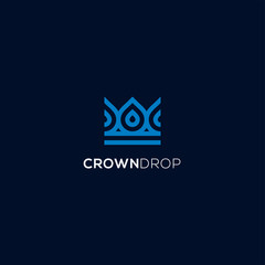 Wall Mural - Abstract crown drop logo design. Water royal icon illustration vector