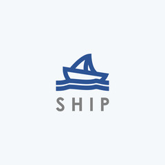 Canvas Print - Abstract ship logo design. boat sea icon illustration vector