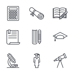 Aufkleber - Education set icon template color editable. academic school pack symbol vector sign isolated on white background. Education Plan icons vector illustration for graphic and web design.