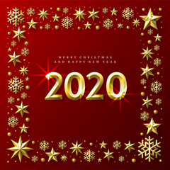 Canvas Print - Merry Christmas and Happy New Year 2020. Square Vector Illustration.