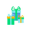 © julimur - Set with gift for any design. Colorful blank cardboard package box. Product packaging. White background. Surprise symbol. Gift box Vector design template. . Holiday background. Christmas vector.