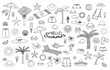 Big collection of summer theme hand drawn doodles. Vector eps10.