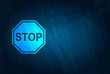 Stop sign icon futuristic digital abstract blue background
