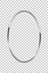 Wall Mural - silver oval isolated on transparent background. vector chrome frame.