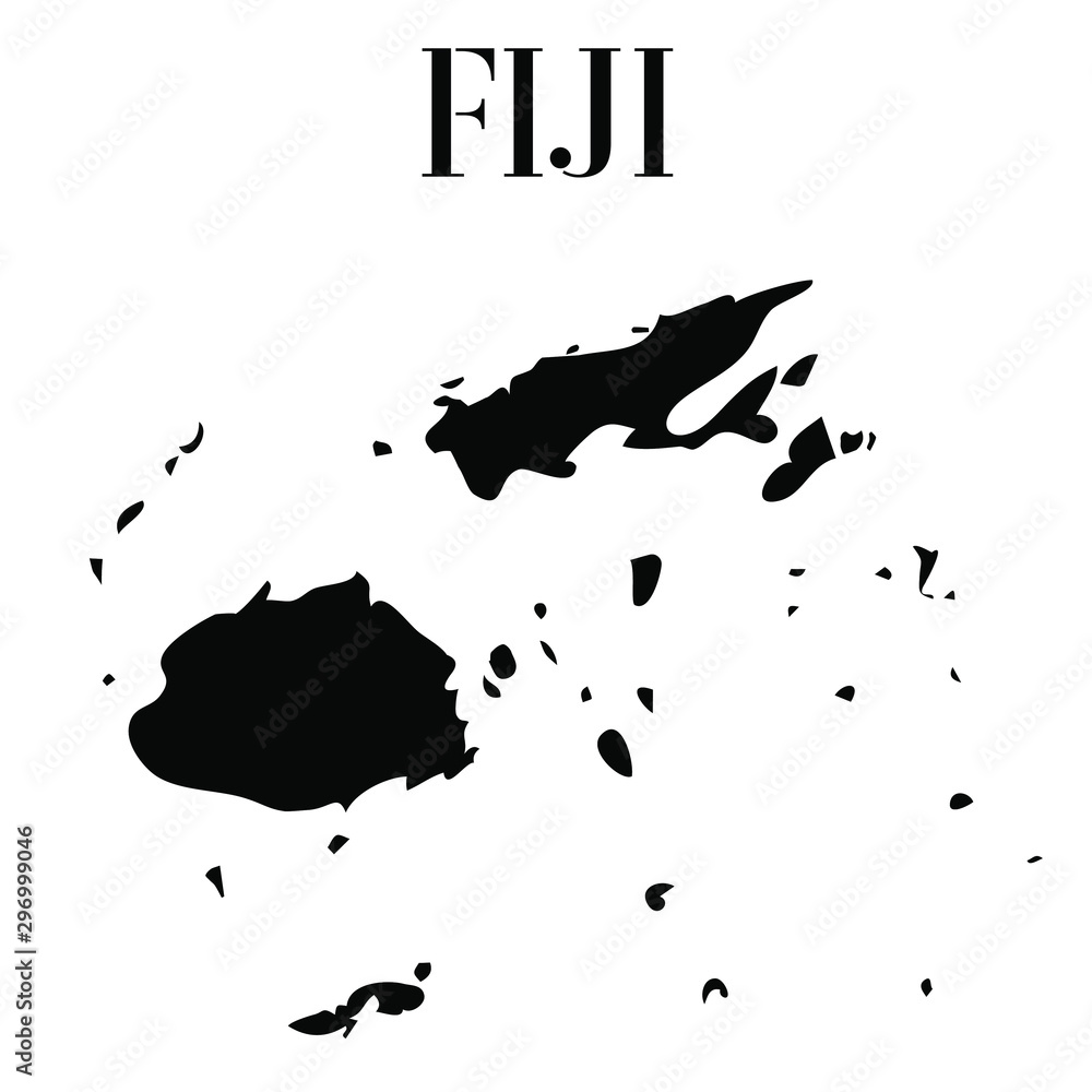 Fiji solid country outline silhouette, Black and white vector ...