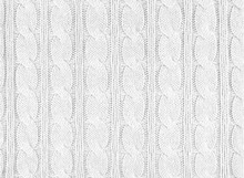 White Knitted Textured Background With A Pattern, Acrylic And Cotton Knit Fabric, Closeup