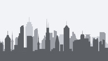 Cityscape Silhouette Urban Illustration. City Skyline Building Town Skyscraper Horizon Background