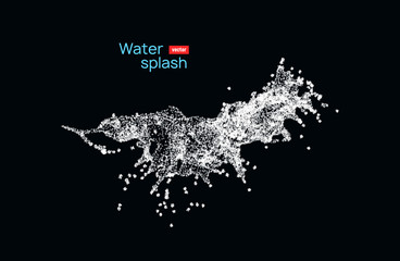 Water splash background on dark. Wave texture water isolated clear liquid drop background