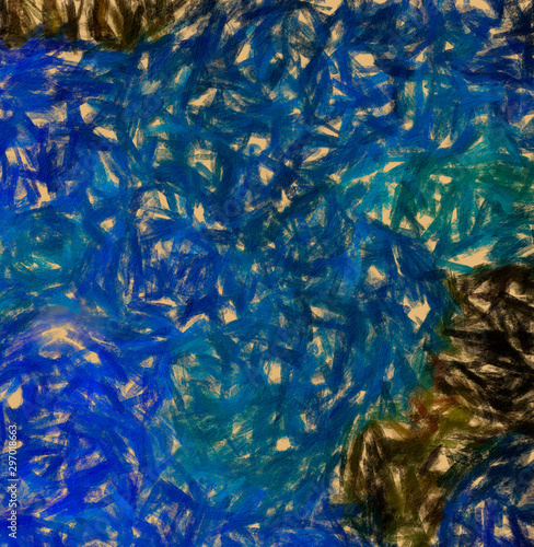 Abstract design pattern in happy bright colors, warm volume brush strokes on ...