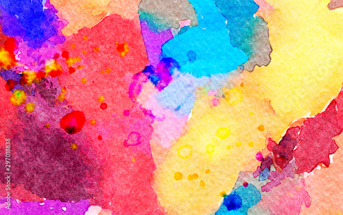 Abstract design pattern in happy bright colors, warm volume brush strokes on ...