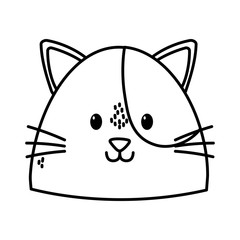 Poster - cute cat face cartoon icon thick line