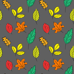 Sticker - Lovely autumn leafs pattern in warm light colors, seamless repeat. Trendy flat style. Great for backgrounds, cards, gift wrapping paper, home decor