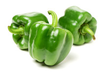 Fresh Green Bell Pepper (capsicum) On A White Background