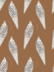 Wall Mural - Soft serve ice-cream cone, seamless pattern background. Hand draw sketch vector.