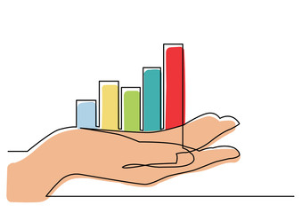 continuous line drawing of hand showing growth chart