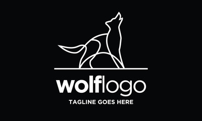 Poster - line art wolf logo design