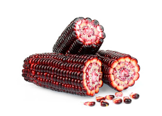 Wall Mural - raw purple corn isolated on white background