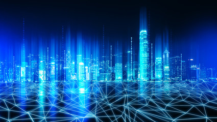 Fototapete - Smart Network and Connection city of Hong kong