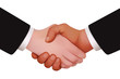 Business people shaking hands, finishing up meeting. Successful businessmen handshaking after good deal. Vector handshake illustration in realistic style. Isolated partnership icon