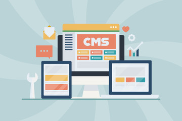 Wall Mural - cms - content management system, blogging, website management software, internet technology concept.
