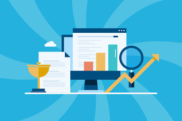 Wall Mural - seo ranking, online business success, marketing metrics, data analysis, digital marketing, website t