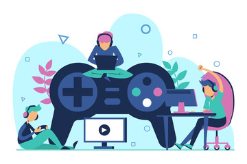 Gamer banner vector isolated. Computer game and video