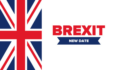 Brexit poster. UK leaving EU. Crisis in relations between the United Kingdom and the European Union. Vote for new deal. Brexit without deal. Great Britain and Europe flags. Vector illustration 