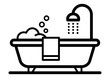 gz546 GrafikZeichnung - german - Piktogramm, Badezimmerinterieur / freistehende Badewanne: english - pictogram, bathroom interior / freestanding bathtub icon - simple template - DIN A4 - g8651