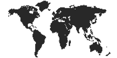 Pixel art design of World Map. Vector illustration.