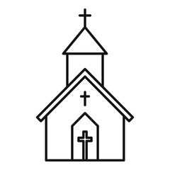 Poster - Church building icon. Outline church building vector icon for web design isolated on white background