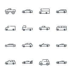 Aufkleber - simple car set icon template color editable. car pack symbol vector sign isolated on white background illustration for graphic and web design.