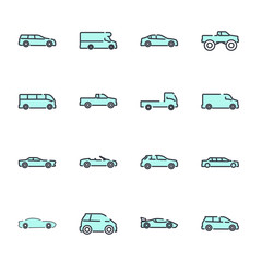 Aufkleber - simple car set icon template color editable. car pack symbol vector sign isolated on white background illustration for graphic and web design.
