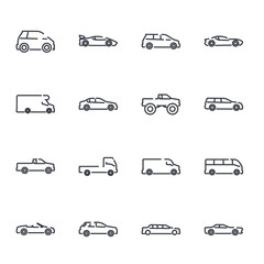 Aufkleber - simple car set icon template color editable. car pack symbol vector sign isolated on white background illustration for graphic and web design.