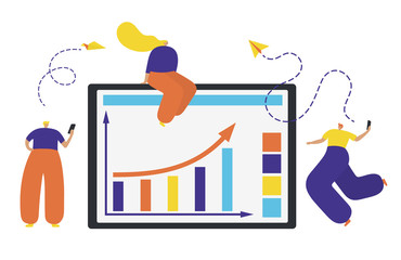 Wall Mural - Business people, concept of success, reaching a goal, analyzing data. Set of business people flat icons