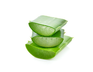 Wall Mural - Aloe vera slice on white background