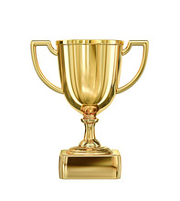 Golden Champion Cup Isolated On White. Clipping Path Included