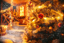 Christmas Tree Decoration Near The House