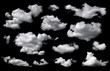 canvas print picture - Clouds set isolated on black background. White cloudiness, mist or smog background.