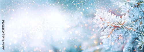 Fotomural Christmas winter blurred background