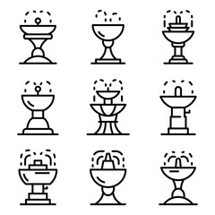 Canvas Print - Drinking fountain icons set. Outline set of drinking fountain vector icons for web design isolated on white background