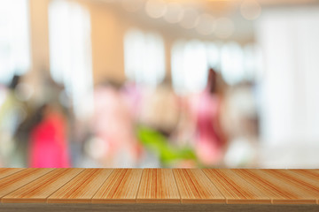 wooden  shelves with view blurred backdrop.you can used for display products. or add your own text on space.