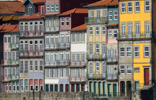 View Of Traditional Colorful Houses In Ribeira, Porto, Portugal, Iberian Peninsula, Europe