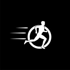 Sticker - Running man icon isolated on black background