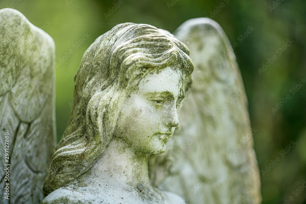 detail of an angel sculpture. Unknown artist of the 19th century Stock ...