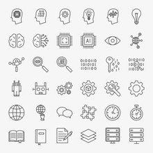 Machine Learning Line Icons Set