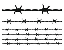 Seamless Silhouette Of Barbed Wire. Vector Illustration Pattern, Texture.