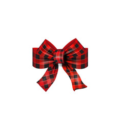 Red Tartan bow Christmas vector