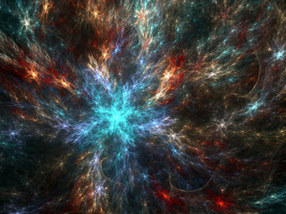 Wall Mural - Dark fractal colorful star, digital artwork for creative graphic design